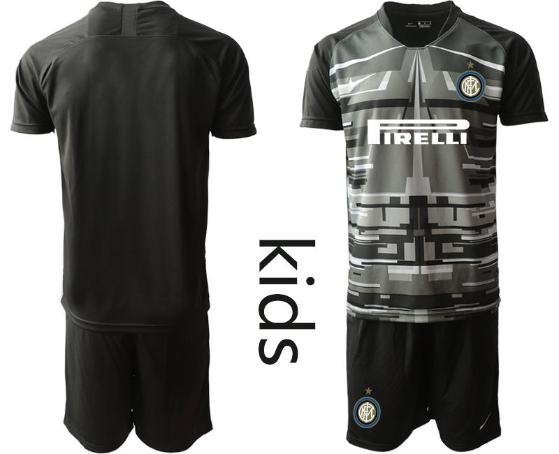Youth 2020-2021 club Inter Milan black goalkeeper blank Soccer Jerseys